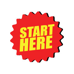 Start Here Label Sticker – Vector Tag for Guidance, Navigation, and Call to Action Design