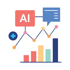 Ai stock prediction system graphs showing real time data isolated on white background