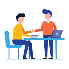 Business negotiation at a meeting table isolated on white background