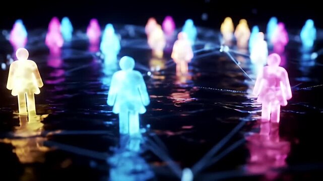 Illuminate Your Connectivity Captivating Network of People with Glowing Figures Visualizing a Digital Connection, Exploring Modern Networks in Today's Hyper-Connected World