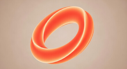 Abstract red 3D torus shape with soft lighting and neutral background