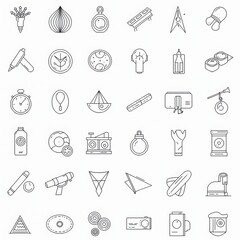 Fototapeta premium Collection of hand drawn sketch icons representing various concepts and objects in a simple line art style