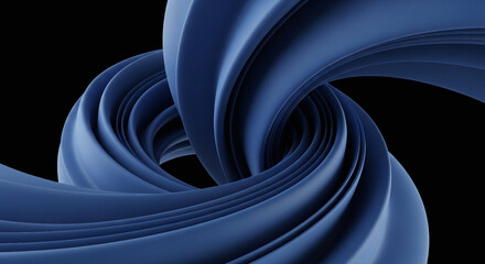 Abstract blue flowing forms against a black background, modern design element