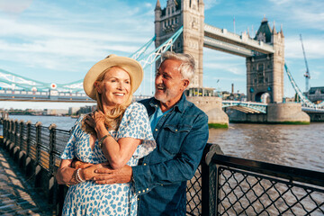 Happy senior couple spending time together in London city