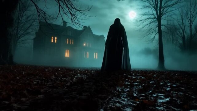 Ethereal glowing ghosts floating through a misty moonlit graveyard &ndash; Ghost Day supernatural atmosphere