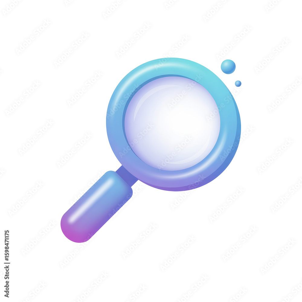 Fototapete 3d rendered magnifying glass with gradient colors isolated on transparent background