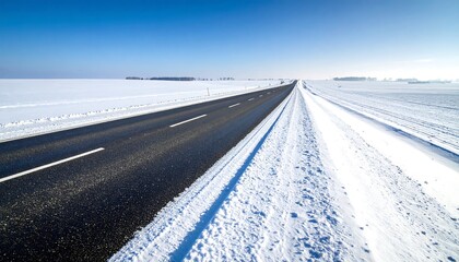 Winter road through a snowy landscape