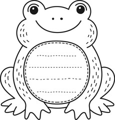 Frog cute animal kids memo note frame. Cute wild animal diary page vector frame, child scrapbook To Do list. Kids education schedule checklist template with frog or toad funny character
