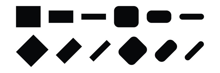 Geometric square rectangle diamond icon vector illustration set in minimal modern abstract style for graphic design shape element collection.