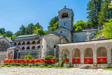 Tower and wall of ancient Billiard Palace, known as  Biljarda in Cetinje city, Montenegro