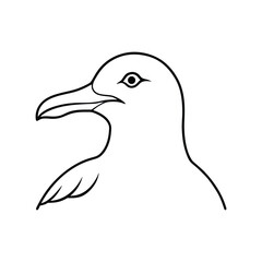 a gull bird head line art silhouette vector illustration on white background