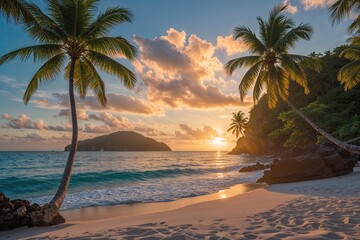 Tropical Beach Bliss: Sunrise, Sunset, and Idyllic Island Escape