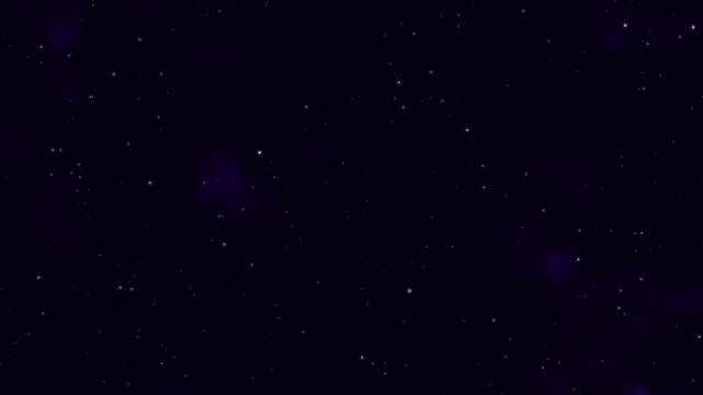 Starry night sky with twinkling and blinking stars along with shooting stars. Glowing stars or particles in black sky. Black sky with stars for science and space background.	