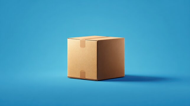 cardboard moving box on blue background, ai generated, ai - Powered by Adobe