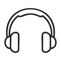 Minimalist outline of headphones symbolizing modern audio technology. Vector illustration