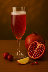 A glass of pomegranate mimosa