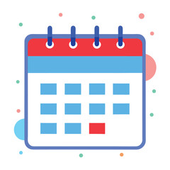 Digital calendar planning with events and reminders isolated on white background