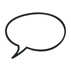 Naklejka premium Black and white speech bubble outline on white background for communication, dialogue, messaging. Vector illustration