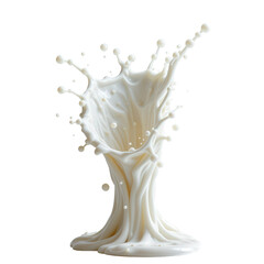 Dynamic Splash of Milk with Water Droplets in Transparent background
