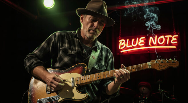 Guitarist Performing at Blue Note Jazz Club