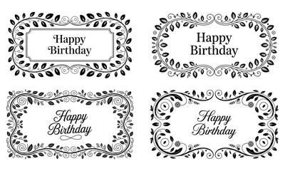 Obraz premium Birthday decorative frames set with vintage floral ornate border for greeting and celebration design 