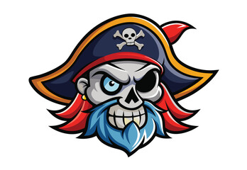 Fototapeta premium Dead Pirate Head Mascot Cartoon Illustration for Clipart Vector Design Face Character