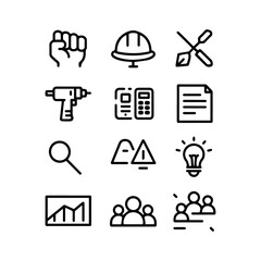 Customer Relationship Management (CRM) Editable Line Icons Set – Marketing, Data, Report, Strategy, Audience, Manager and More – Vector Illustration
