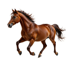 Majestic Brown Horse in Dynamic Gallop on Transparent background