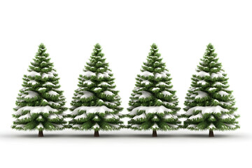 Snowy Evergreen Trees 3D Render