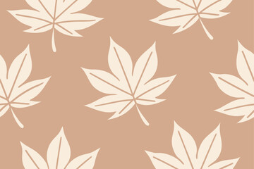 Fototapeta premium Cream Maple Leaves Pattern on Beige Background autumn leaf