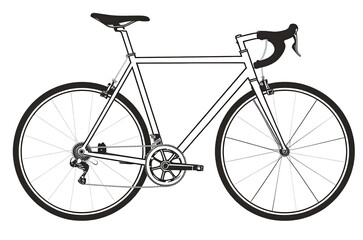 Obraz premium A sleek road bike stands out with its thin tires, black frame, and distinctive curved handlebars. transparent background