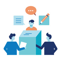 Anonymous suggestion box for office feedback session isolated on white background