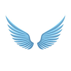 Obraz premium Light blue angel wings illustration, pair of feather wings, bird flight, freedom symbol