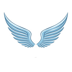 Obraz premium Isolated Blue Wings Vector Art for Design Element Concepts of Flight Freedom Symbolism
