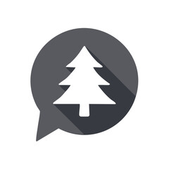 Obraz premium Pine Tree Icon within a Chat Bubble with a Long Shadow for a Design Element
