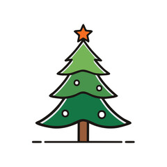 Stylized Christmas Tree Icon with Star Decoration in Festive Green Tones
