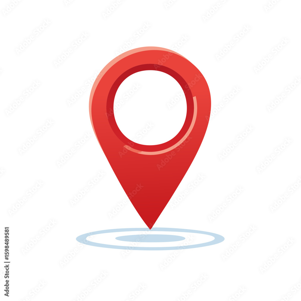 Poster red map pin pointer icon pointing the location on the map for web design