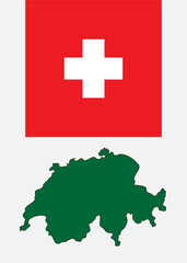 national flag of switzerland with a map contour