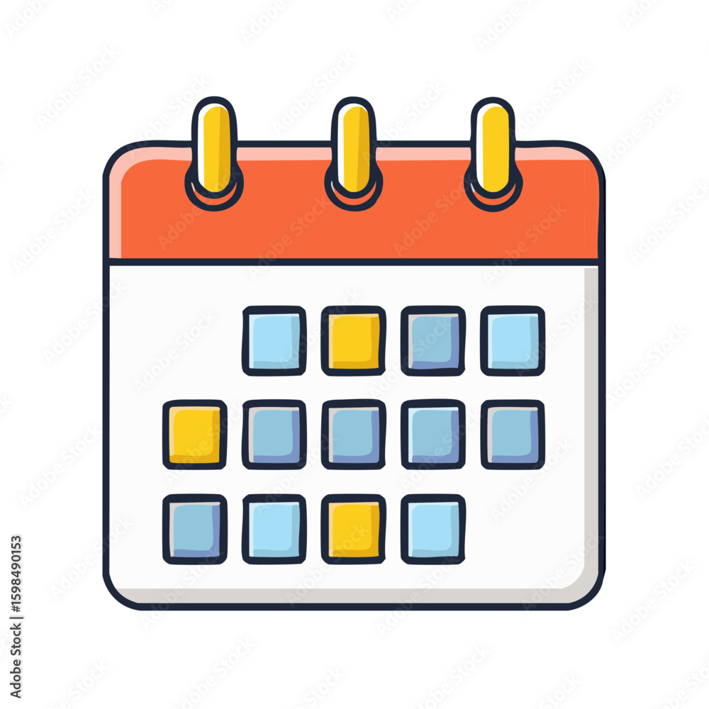 Poster isolated calendar graphic with marked dates scheduling and organization symbol