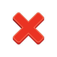 Obraz premium Isometric Red Cross Mark Symbol: Indicates Error, Cancellation, or Negative Confirmation