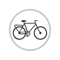 Fototapeta premium Isolated Black Bicycle Vector Icon, Stylish Symbol for Bike Routes, Healthy Living, and Eco-Friendly Transportation Choices
