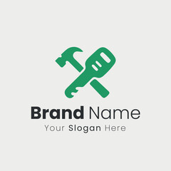 Hammer And Key Logo Design For A Business Focused On Home Improvement Or Services