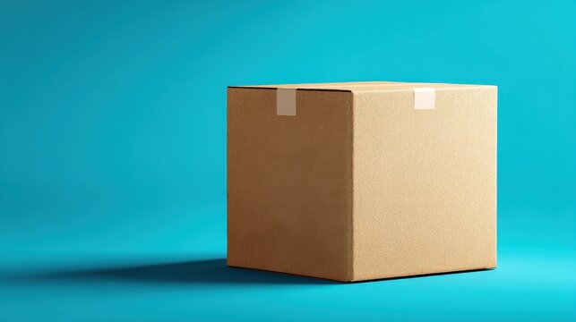 cardboard moving box on blue background, ai generated, ai