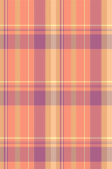 Pastel background texture vector, graph plaid check pattern. Ireland fabric seamless textile tartan in orange and red colors.