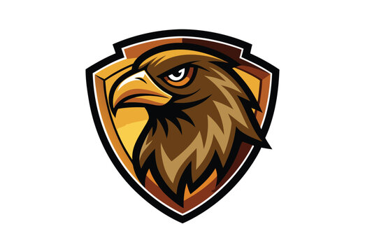 Fierce hawk head mascot inside shield logo vector illustration perfect for sports team