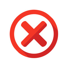 Obraz premium Red Error Sign X Marks the Spot Symbolic Negative Choice Circle Bordered Shape