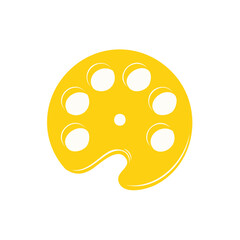 Fototapeta premium Yellow Artist Palette with Circular Paint Wells Vector, Round Art Palettes