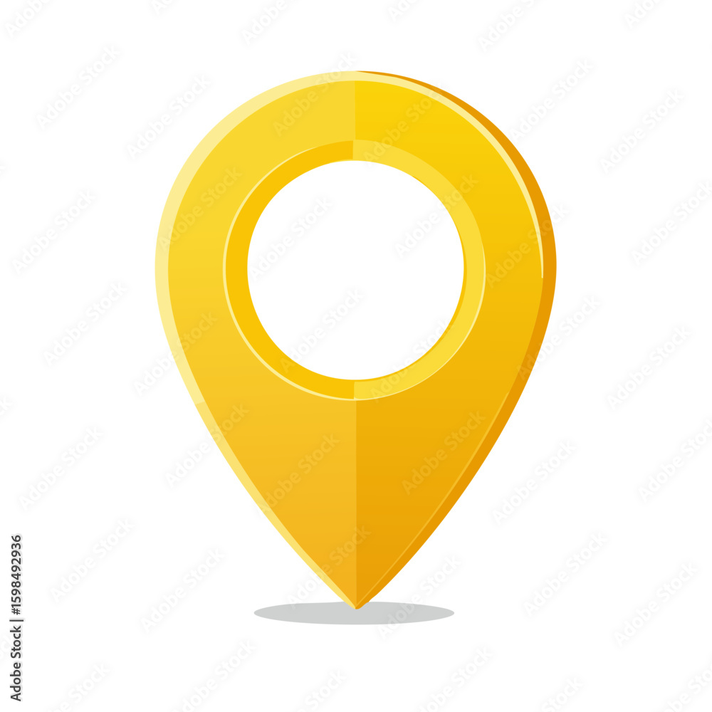 Poster vibrant yellow location marker icon graphic - simple place pointer design for maps and mobile naviga