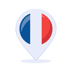 French Flag in Location Pin Symbol National Tricolor Icon