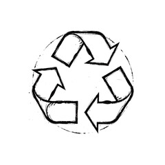 Obraz premium Hand-drawn recycling symbol with arrows indicating sustainability theme